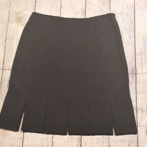 Larry Levine Black Block Slit Hem Midi Pencil Skirt Size 8